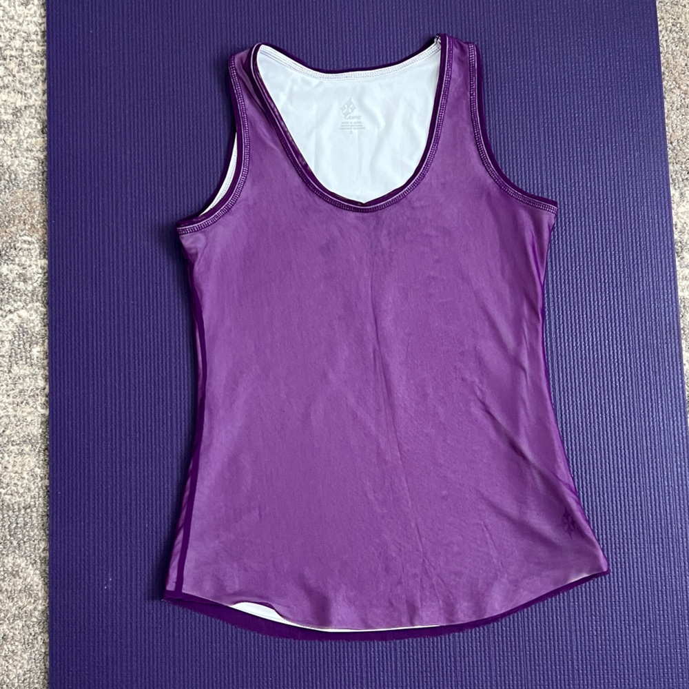 Purple Tennis Tank with Mesh Overlay